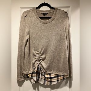 NWOT Zac & Rachel Sweater Top with “Mock” Plaid Shirttail
